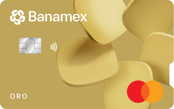 Tarjeta de crédito Oro Banamex horizontal con chip.