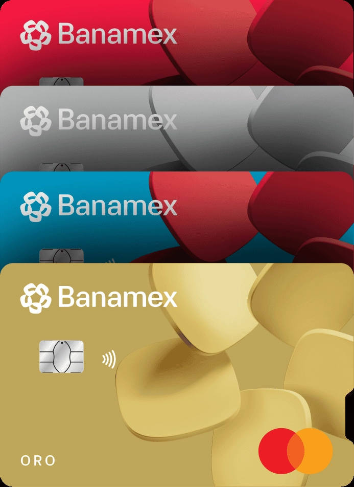 Abanico de tarjetas de crédito Banamex.