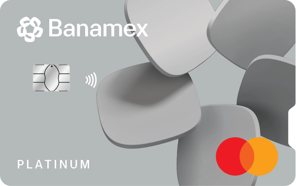 Tarjeta de crédito Platinum Banamex horizontal con chip.