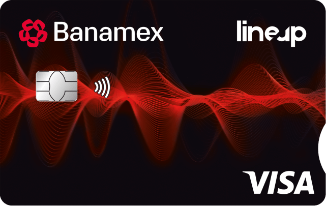 Tarjeta de crédito LineUp Banamex horizontal con chip.