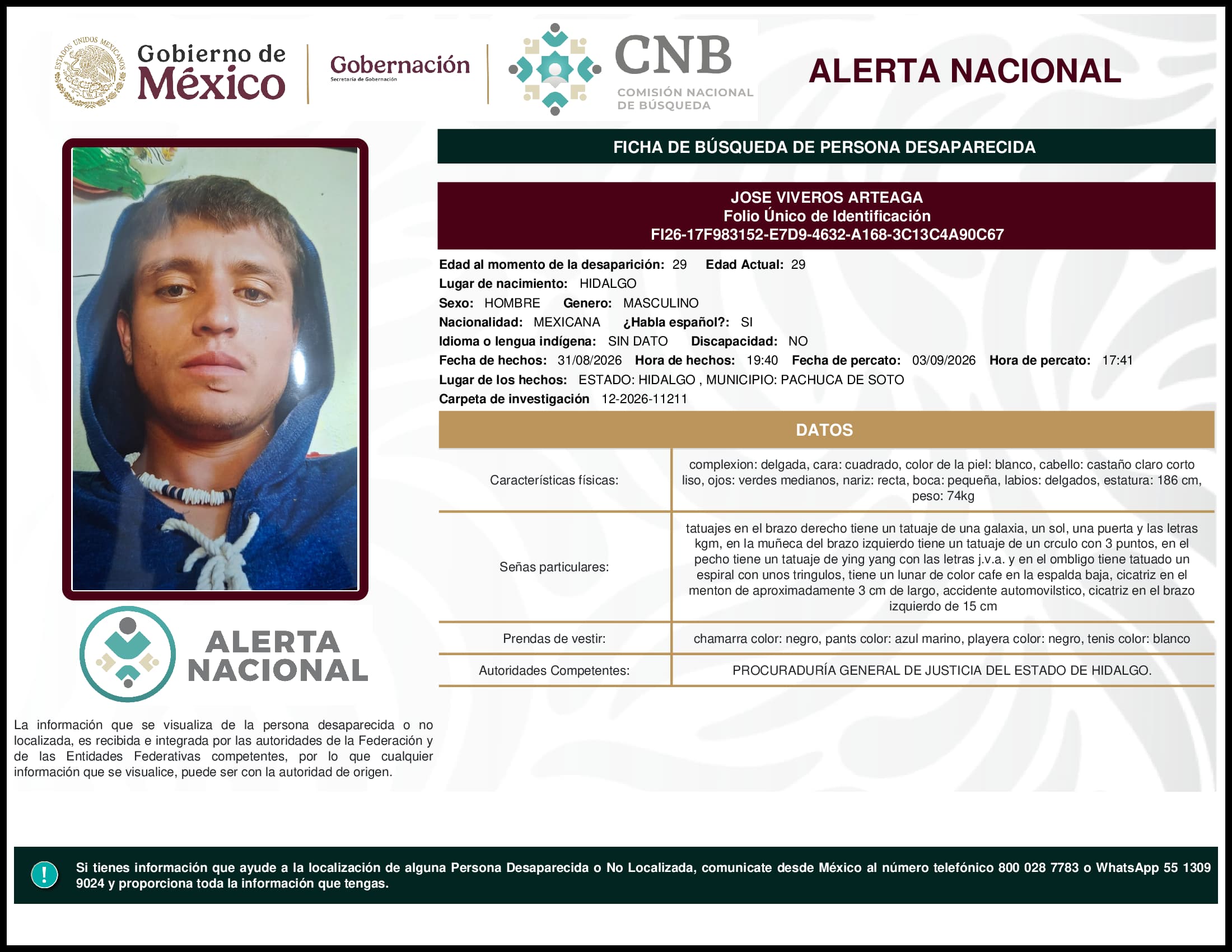 Persona desaparecida Jose Viveros Arteaga