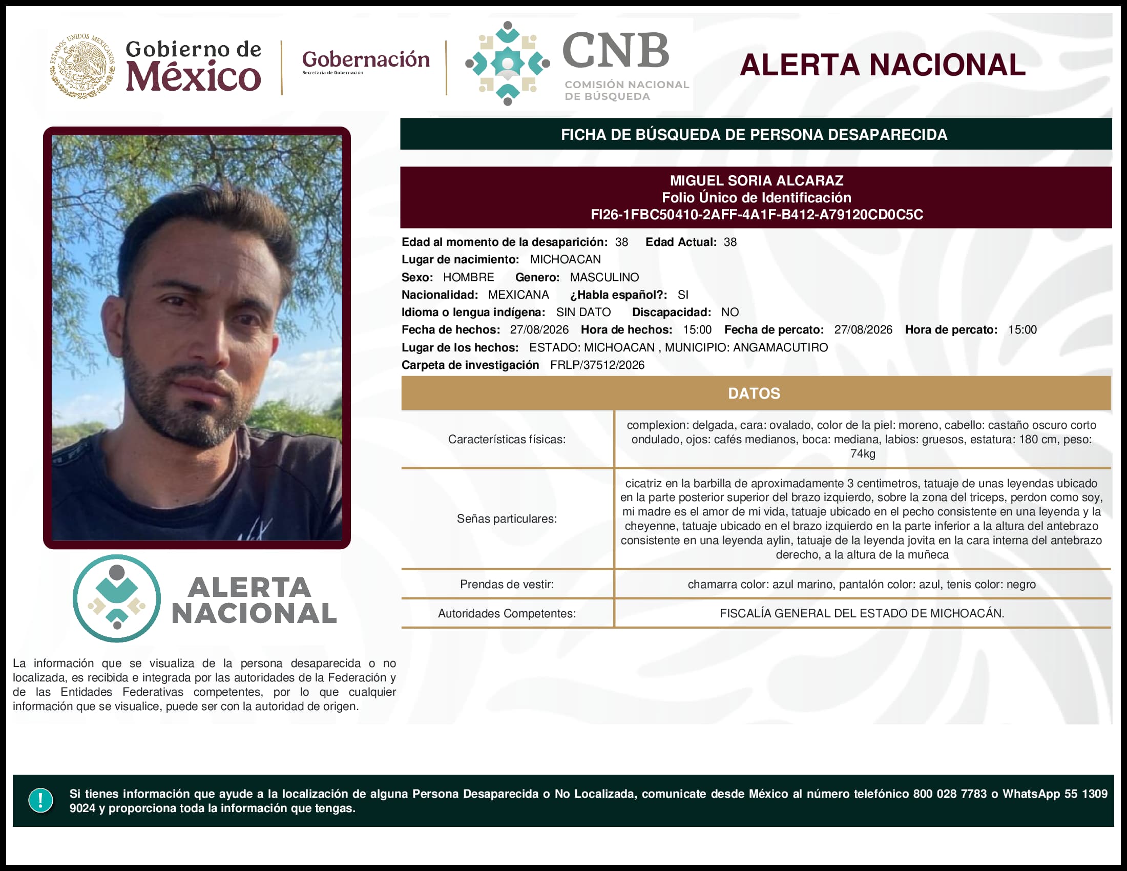 Persona desaparecida Miguel Soria Alcaraz
