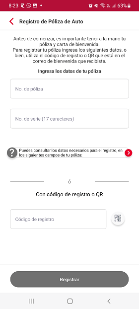 Registrar en la App Seguros Banorte