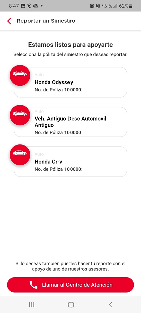Reporte en la App Seguros Banorte