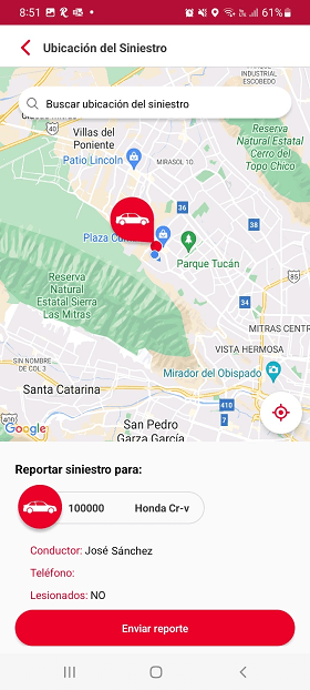 Indicar el lugar del siniestro en la App Seguros Banorte