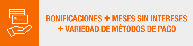Bonificaciones + Meses sin interes + variedad de métodos de pago