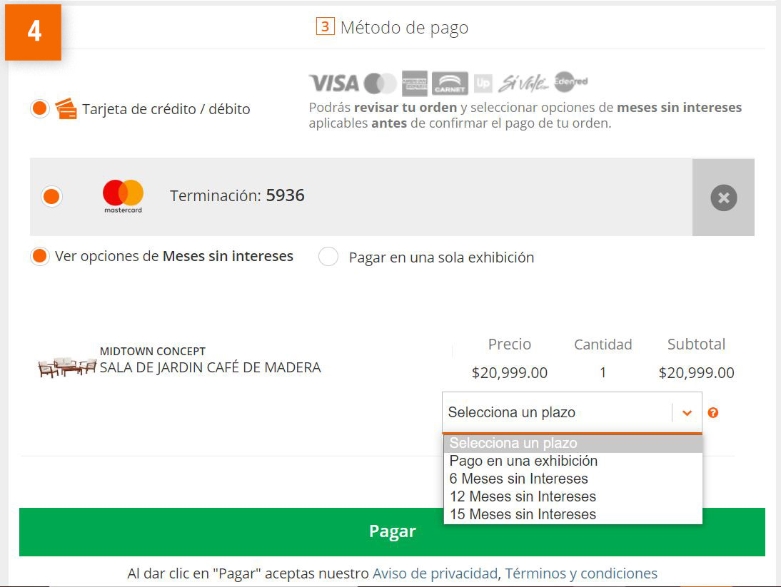Elige el plazo y confirma tu compra