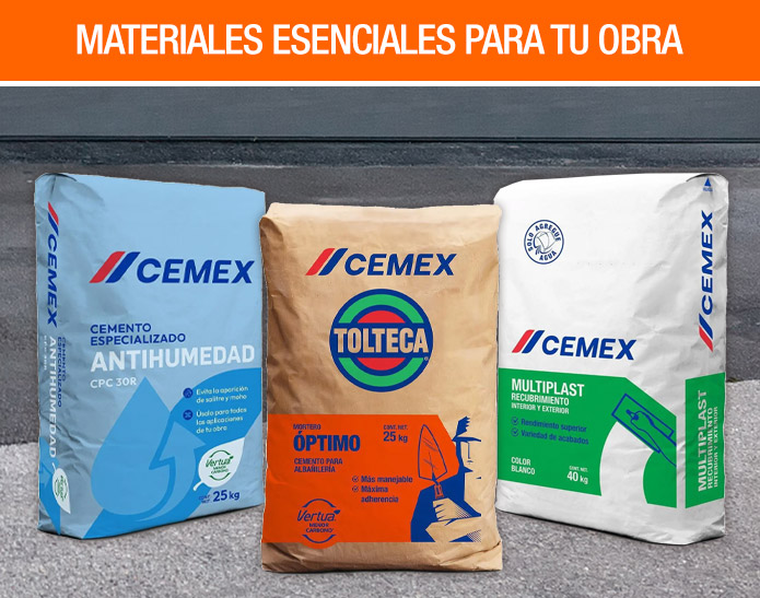 Sacos de cemento y mortero Cemex, materiales de construcción esenciales para obra
