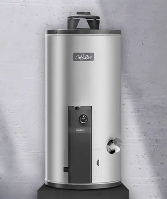 Bóiler de depósito Calorex de forma cilíndrica y estilizada ideal para distancias largas de hasta 10 m.