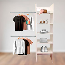 Módulo organizador de clóset de 1 torre con repisas, ideal para espacios reducidos o diseño abierto.