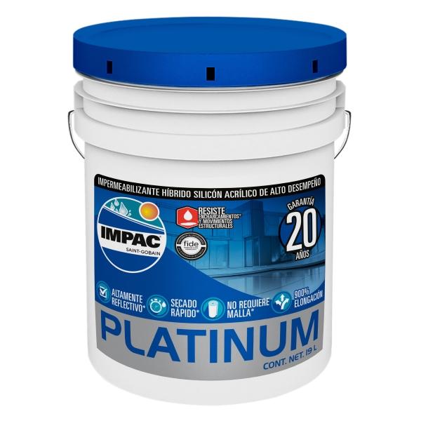 IMPERMEABILIZANTE HÍBRIDO SILICÓN ACRÍLICO PLATINUM 20 AÑOS BLANCO 19 L