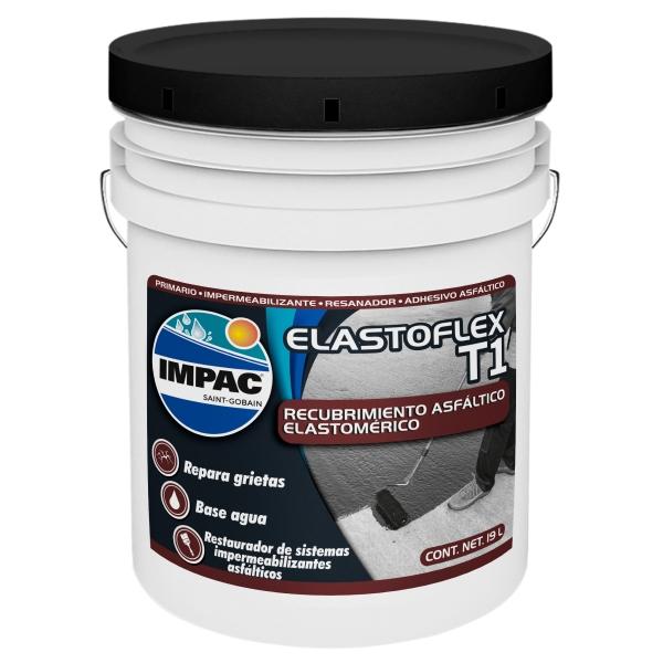 IMPERMEABILIZANTE ASFALTICO ELASTOFLEX 3 AÑOS ELASTOMERICO BASE AGUA CAFE OSCURO 19 L
