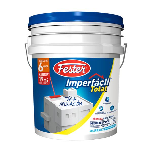 IMPERMEABILIZANTE ACRILICO IMPERFACIL TOTAL 6 AÑOS SECADO RAPIDO BLANCO 19 L
