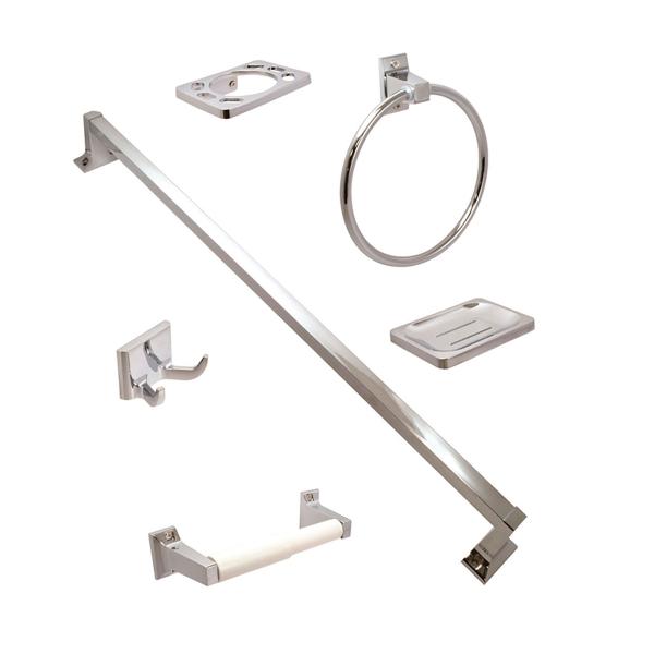 JUEGO DE ACCESORIOS PARA BAÑO ATLANTA ACABADO CROMO 6 PIEZAS