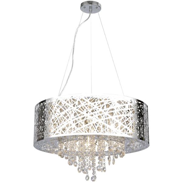 CANDIL DE CRISTAL CROMO 9 LUCES AMARILLAS
