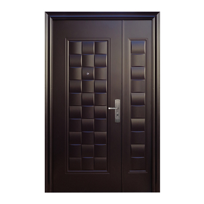 PUERTA EXTERIOR SEGURIDAD CON FIJO 12 PASADORES 130 X 213 CM IZQUIERDA CHOCOLATE MATE