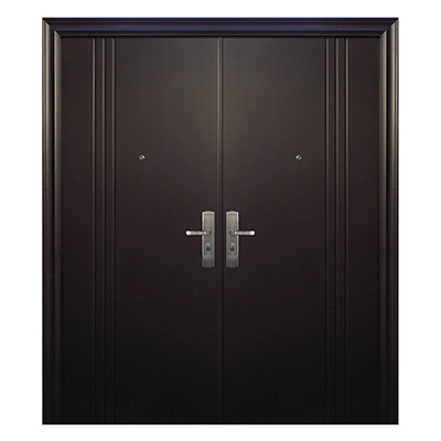 PUERTA EXTERIOR DE SEGURIDAD DOBLE 12 PASADORES 170 CM X 213 CM DERECHA CHOCOLATE