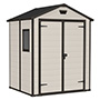 COBERTIZO DE ALMACENAMIENTO PARA EXTERIOR VERTICAL PLÁSTICO 226 X 185 CM BEIGE CON VENTANAS