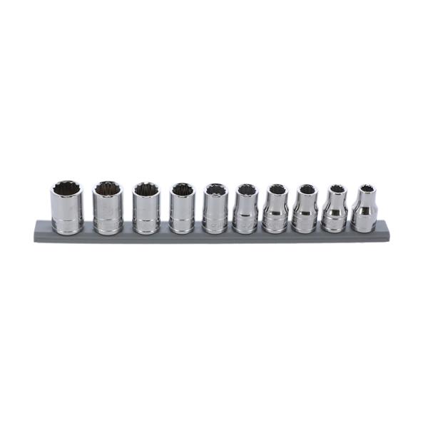 JUEGO DE DADOS METRICOS 10 PIEZAS CUADRO 1/2" ACERO