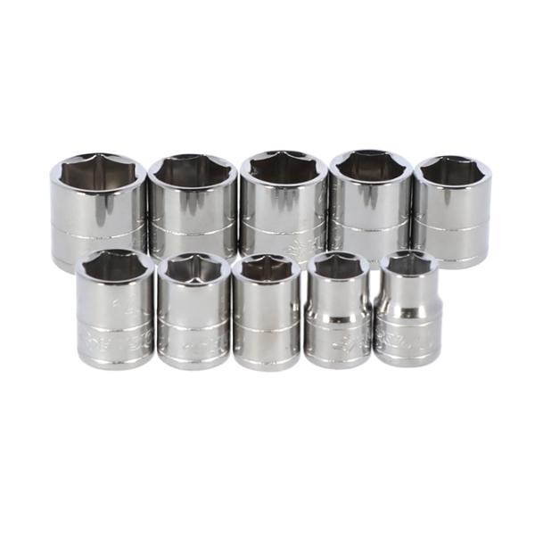 JUEGO DE DADOS HEXAGONALES METRICOS CUADRO 3/8" ACERO 10 PIEZAS