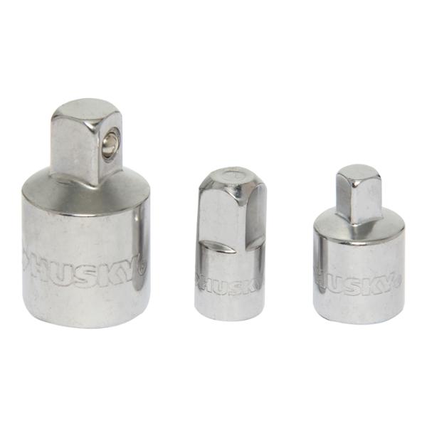 JUEGO DE ADAPTADORES 3 PIEZAS 1/4", 3/8" Y 1/2" ACERO CROMO