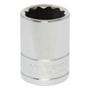 DADO HEXAGONAL 19 MM CUADRO 1/2" 12 PUNTAS ACERO CROMO VANADIO