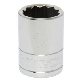 DADO HEXAGONAL 19 MM CUADRO 1/2" 12 PUNTAS ACERO CROMO VANADIO