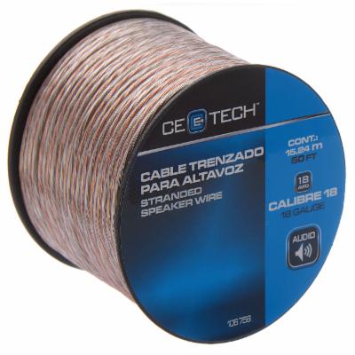 CABLE TRENZADO PARA ALTAVOZ DE 18 AWG COBRE 15.24 M CE TECH