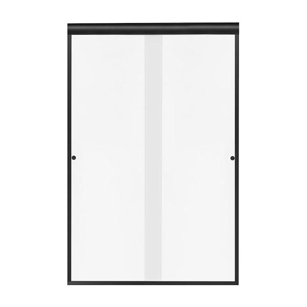 CANCEL PARA BAÑO DOBLE CORREDIZO PERFIL NEGRO VIDRIO TRANSPARENTE 151 A 155 X 187 CM ALUMINIO