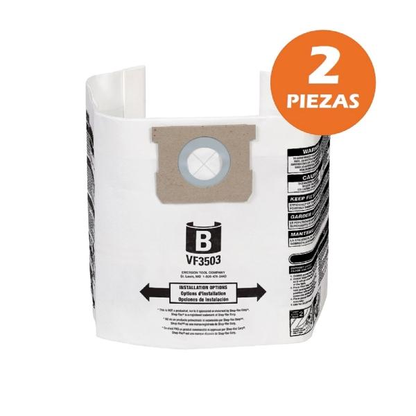 BOLSAS PARA POLVO AJUSTA EN ASPIRADORAS RIDGID DE 9 GALONES