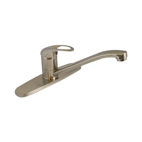 LLAVE PARA FREGADERO MONOMANDO NÍQUEL SATINADO MANERAL TIPO PALANCA 8" ANTIOXIDACIÓN