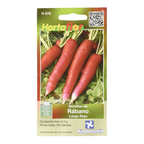 SEMILLAS DE RÁBANO LARGO ROJO EN SOBRE 6 GR HORTAFLOR
