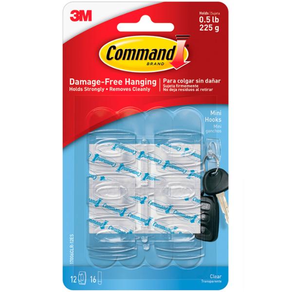 CLIPS DECORATIVOS COMMAND TRANSPARENTE, MINI, 6 UND