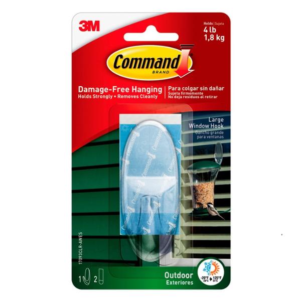 GANCHOS COMMAND PARA EXTERIORES, TRANSPARENTE, GRANDE, 1 UND