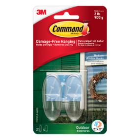 GANCHOS COMMAND PARA EXTERIORES, TRANSPARENTE, MEDIANO, 2 UND