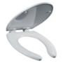ASIENTO PARA BAÑO ALARGADO MADERA BLANCO PERMAJUSTE Y BISAGRAS AJUSTABLES