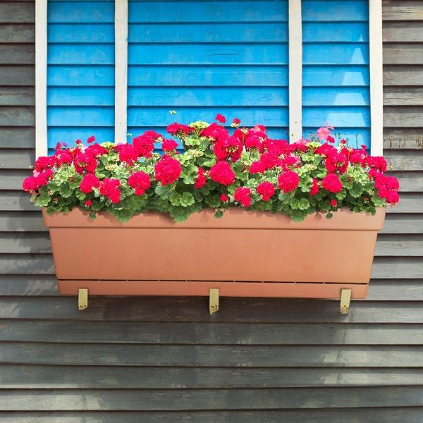 MACETA JARDINERA DE PLÁSTICO CUADRADA EXTRA GRANDE TERRACOTA 24 PULGADAS
