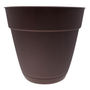 MACETA DE PLÁSTICO REDONDA MEDIANA CAFÉ 30.3 CM CON PLATO PARA INTERIOR Y EXTERIOR