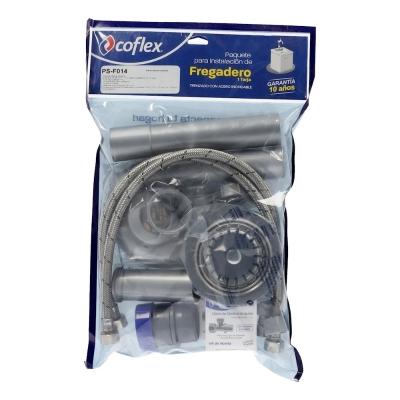 PAQUETE PARA INSTALACIÓN DE FREGADERO UNA TARJA 40.9 X 6.5 X 31.2 CM PLATA COFLEX