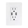 CONTACTO DÚPLEX CON PUERTO USB TIPO A CON PLACA DE PARED BLANCO