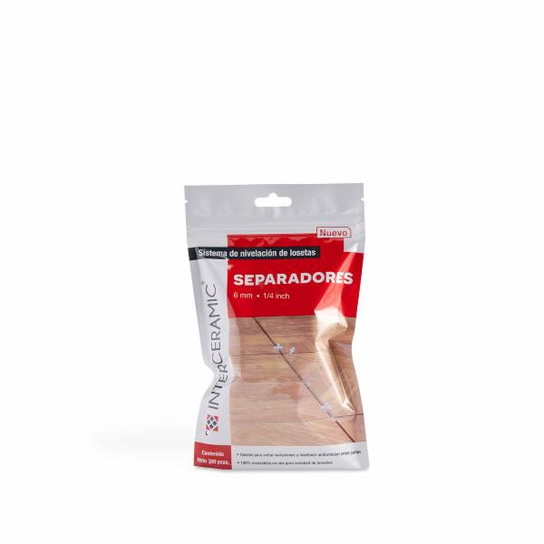 SEPARADOR PARA PISOS 6 MM PLÁSTICO BLANCO 100 PIEZAS
