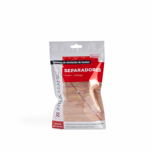 SEPARADOR PARA PISOS 1.5 MM PLÁSTICO BLANCO 300 PIEZAS