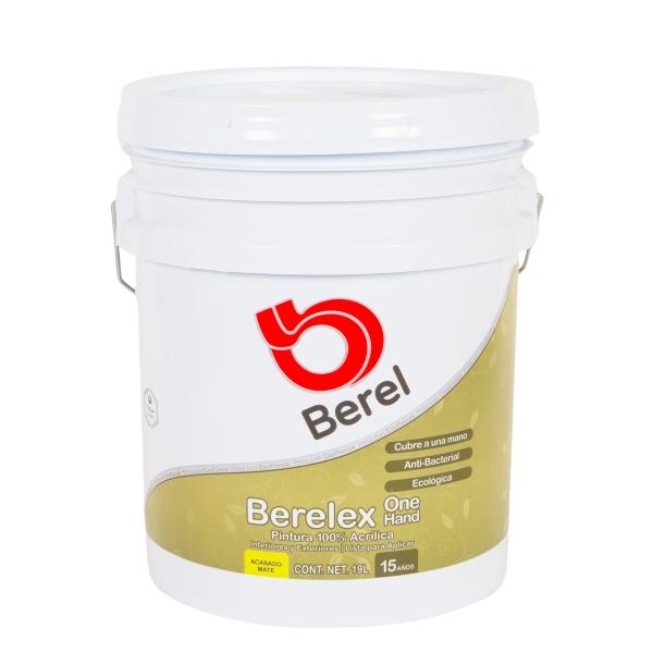 PINTURA BEREL BERELEX ONE HAND VINIL ACRÍLICA INTERIOR/EXTERIOR 19L COLOR BLANCO MATE