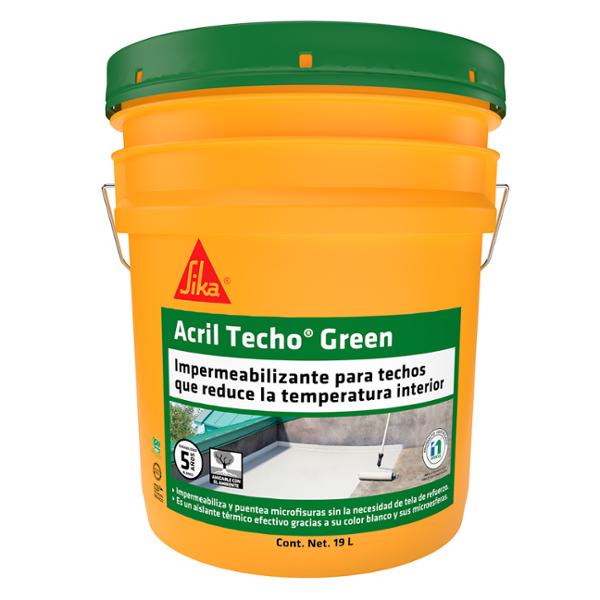 IMPERMEABILIZANTE ACRILICO ACRIL TECHO GREEN 5 AÑOS AISLANTE TERMICO SECADO RAPIDO BLANCO 19 L