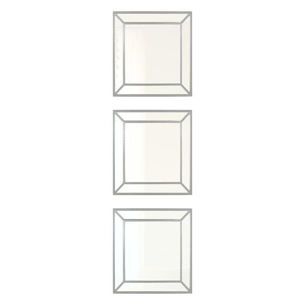 SET ESPEJOS CUADRADOS CON MARCO PLATEADO 2 X 25 X 25 CM 3 PIEZAS