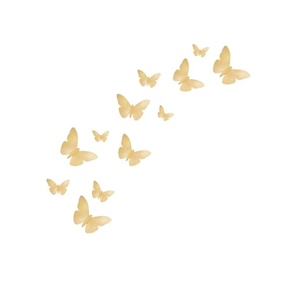 MARIPOSAS 3D PARA PARED DISEÑO FULL DORADO 12 PIEZAS