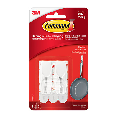 GANCHO COMMAND USO GENERAL PARA UTENSILIOS, MEDIANO, BLANCO, 2 UND