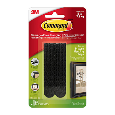 TIRAS ADHESIVAS COMMAND PARA COLGAR CUADROS, GRANDES, NEGRAS