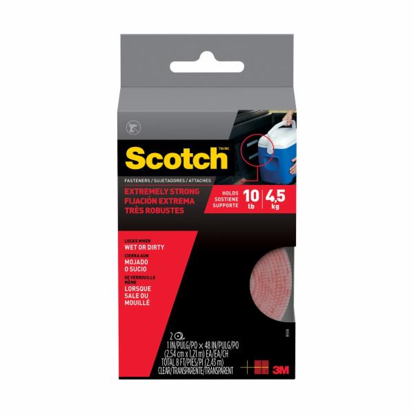 SUJETADORES CON ADHESIVO FIJACIÓN EXTREMA, TRANSPARENTES, 25.4 MM X 1.2 M, 2 ROLLOS