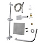 KIT DE REGADERA DE MANO CUADRADA ACERO INOXIDABLE CROMO 1 FUNCIÓN ANTISARRO